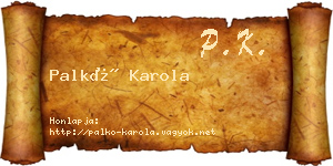 Palkó Karola névjegykártya